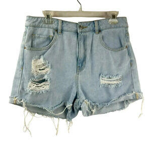 PacSun Mom Shorts Women 29 Distressed Cuffed Hem Light Blue‎ Wash Summer Boho